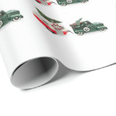 フェスティバルのトラックとキャンピングクリスマスレッドとグリーン ラッピングペーパー (ロールコーナー)