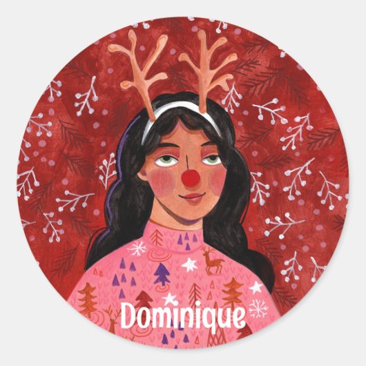 フェスティバルのパーソナライズされたクリスマス名包 ラウンドシール (正面)