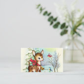 フェスティバルのビンテージクリスマス鹿に情報を追加 名刺 (スタンド正面)