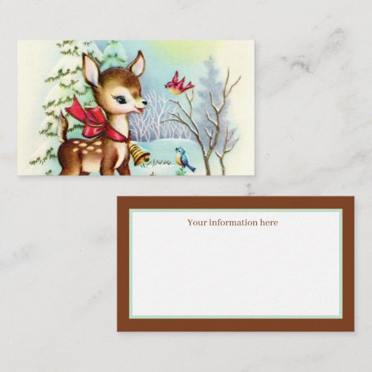 フェスティバルのビンテージクリスマス鹿に情報を追加 名刺 (正面/裏面)