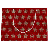 フェスティバルのフェイクChristmas Burlapタイル素朴 ラージペーパーバッグ (正面)