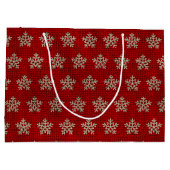 フェスティバルのフェイクChristmas Burlapタイル素朴 ラージペーパーバッグ (裏面)