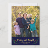 フェスティバルのメリー葉と明るい休日の写真 シーズンカード (正面)