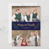 フェスティバルのメリー葉と明るい休日の写真 シーズンカード (正面)