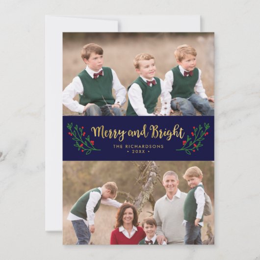 フェスティバルのメリー葉と明るい休日の写真 シーズンカード (正面)