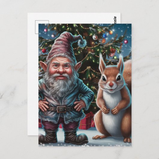 フェスティバルの不機嫌な格言とリスのクリスマス ポストカード (正面/裏面)
