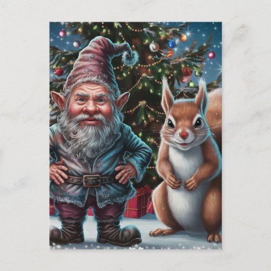フェスティバルの不機嫌な格言とリスのクリスマス ポストカード (正面)