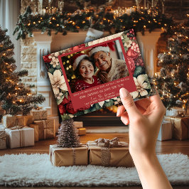 フェスティバルの休日の写真とクリスマスフローラカード シーズンカード