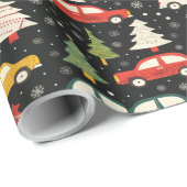 フェスティバルの休日を車や木で包む紙 ラッピングペーパー (ロールコーナー)