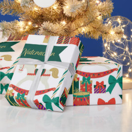 フェスティバルの伝統的くるみ割り玩具クリスマス ラッピングペーパー