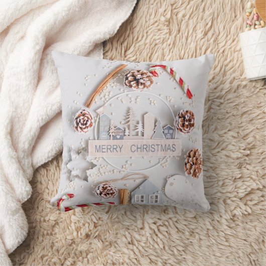 「フェスティバルの優雅さメリークリスマスピロー」 クッション (ブランケット)