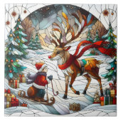 フェスティバルの冬のワンダーランドで喜びトナカイ タイル (正面)