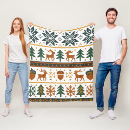 フェスティバルの冬の森パターン フリースブランケット