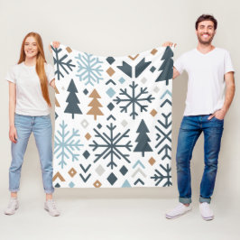 フェスティバルの冬の森パターン フリースブランケット