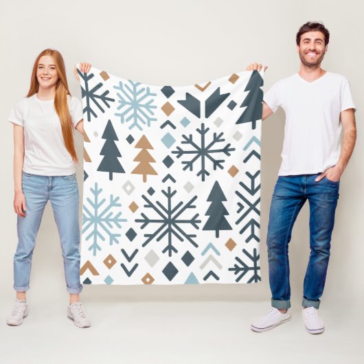 フェスティバルの冬の森パターン フリースブランケット (インサイチュ)