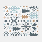 フェスティバルの冬の森パターン フリースブランケット (正面(横))