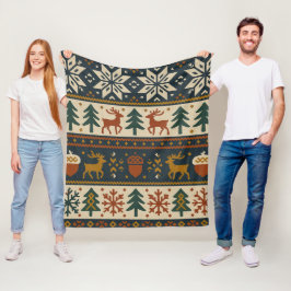 フェスティバルの冬の森パターン フリースブランケット