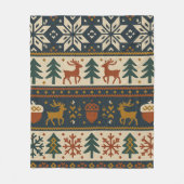 フェスティバルの冬の森パターン フリースブランケット (正面)