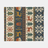 フェスティバルの冬の森パターン フリースブランケット (正面(横))