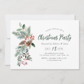 フェスティバルの冬の葉スクリプトのクリスマスパーティー 招待状 (正面)