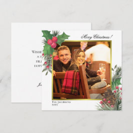 フェスティバルの冬の葉ホリーベリー&パイン写真 シーズンカード