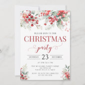 フェスティバルの冬の赤い緑のクリスマスパーティー 招待状 (正面)