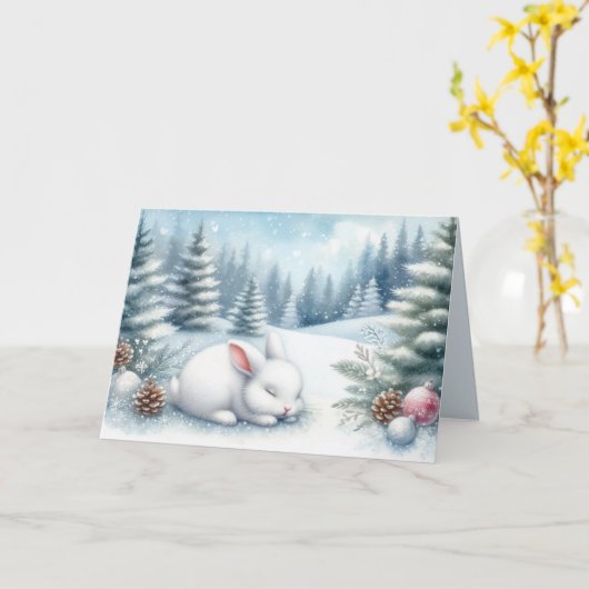 フェスティバルの冬の風景とバニークリスマス カード (黄色い花)