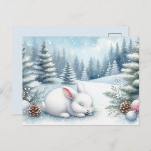 フェスティバルの冬の風景とバニークリスマス ポストカード (正面/裏面)