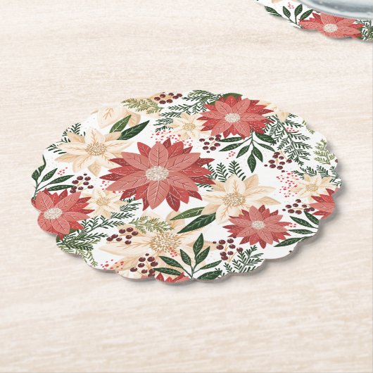 フェスティバルの冬エレガントのクリスマス ペーパーコースター (アングル)