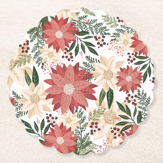 フェスティバルの冬エレガントのクリスマス ペーパーコースター (正面)