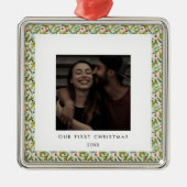 フェスティバルの初めてのクリスマス写真 メタルオーナメント (正面)