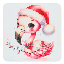 フェスティバルの可愛いフラミンゴがクリスマスライトに包まれ