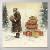 フェスティバルの喜び威厳のある：アフリカ系アメリカ人サンタ ポスター (正面)