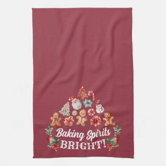 フェスティバルの喜び:クリスマスクッキーWonderland写真 キッチンタオル (縦)