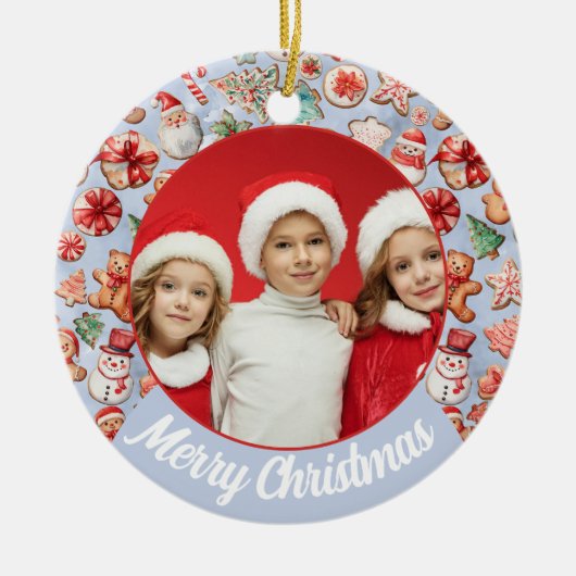 フェスティバルの喜び:クリスマスクッキーWonderland写真 セラミックオーナメント (正面)