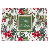 フェスティバルの大枝のホリー植物中抱き枕 ラージペーパーバッグ (正面)