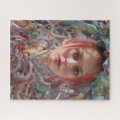 フェスティバルの女性がクリスマスガーランドを着た ジグソーパズル (横)