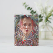 フェスティバルの女性がクリスマスガーランドを着た ポストカード (スタンド正面)