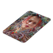 フェスティバルの女性がクリスマスガーランドを着た マグネット (左側)