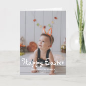 フェスティバルの子とウサギ耳ハッピーイースター写真 シーズンカード (正面)