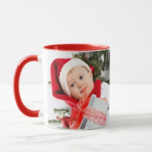 フェスティバルの季節の挨拶の書道2写真 マグカップ (左)