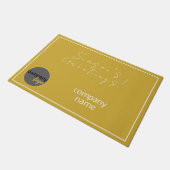 フェスティバルの季節の挨拶ビジネス会社のロゴ ドアマット (アングル)