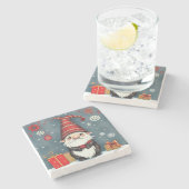 フェスティバルの居心地の良いクリスマス格言を変装 ストーンコースター (横)
