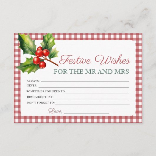 フェスティバルの希望とアドバイス要求ブライダルシャワーカード エンクロージャーカード (正面)