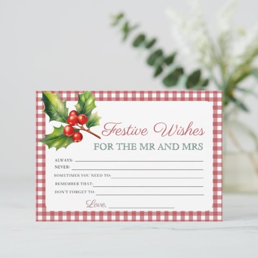 フェスティバルの希望とアドバイス要求ブライダルシャワーカード エンクロージャーカード (スタンド正面)