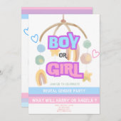 フェスティバルの性別ベビーパーティの招待状 招待状 (正面/裏面)