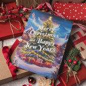 フェスティバルの挨拶:クリスマスツリーとギフト ポストカード