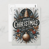 フェスティバルの挨拶：メッセージメリーのクリスマスカード ポストカード (正面/裏面)