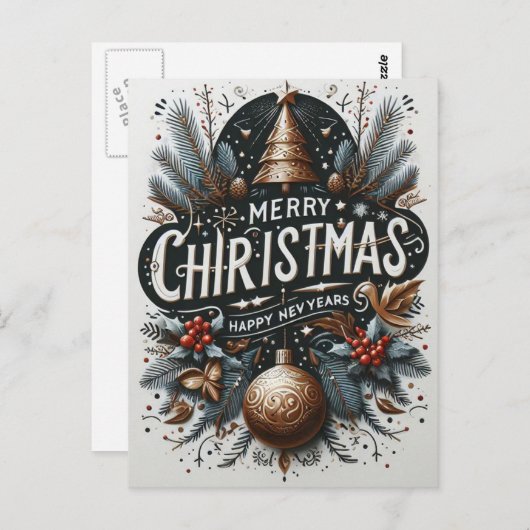 フェスティバルの挨拶：メッセージメリーのクリスマスカード ポストカード (正面/裏面)