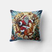 フェスティバルの木の間のサンタ乗りトナカイ飾 クッション (裏面)